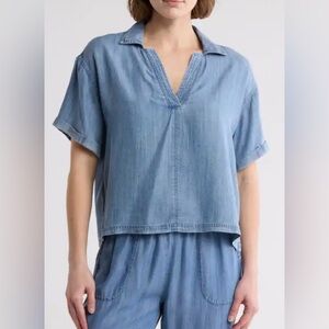 Splendid Sz M Kailyn Chambray SS top